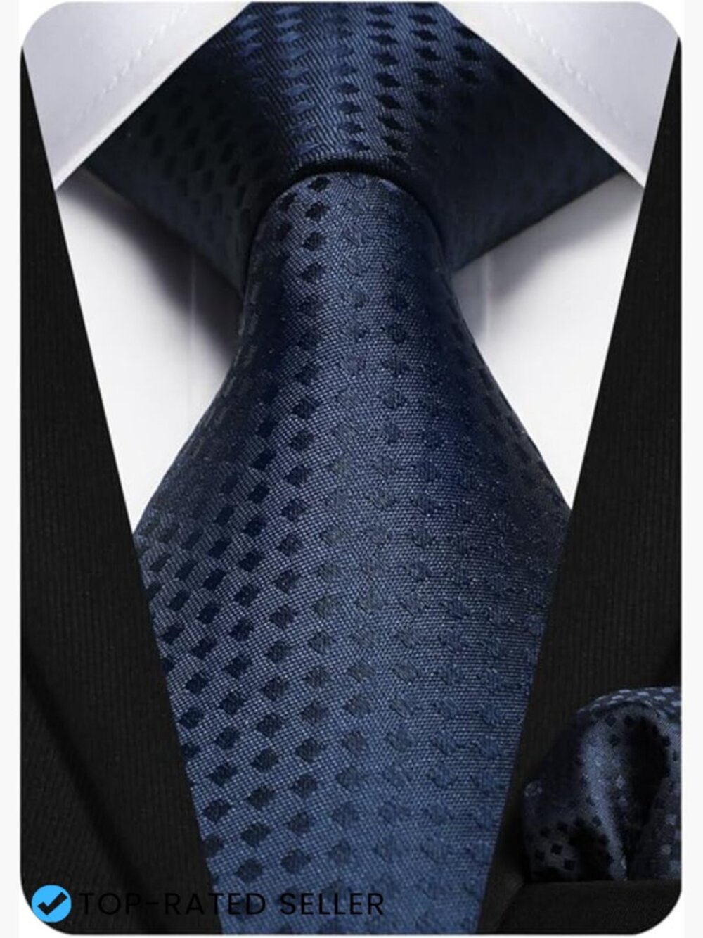 Classic Checkered Silk Blend Tie Set Formal Elegant Pocket Square - Picture 1 of 7